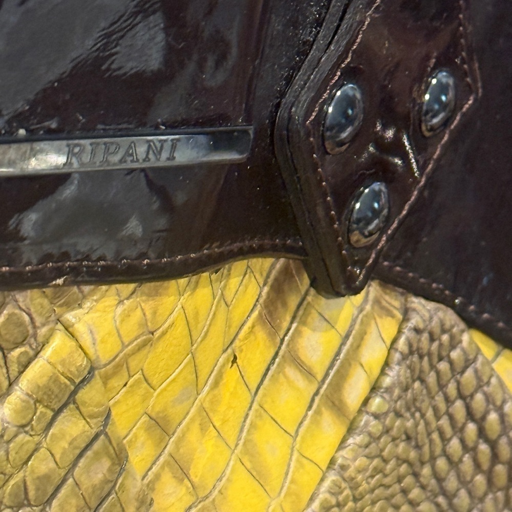 Yellow and Brown Geometric Shoulder Bag - Picture 7 of 8